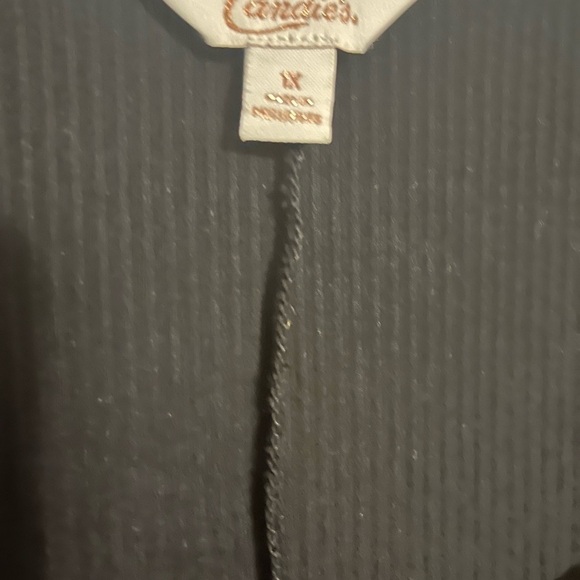 Candies short Sleeve Black Ribbed Bodysuit Rose Gold Zip Front 1X - Picture 3 of 3